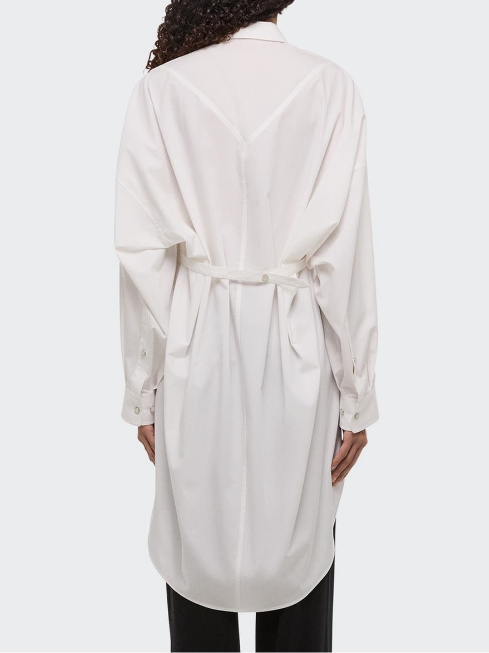 Helmut Lang Long Sleeve Cotton Mini Shirtdress White Size Small